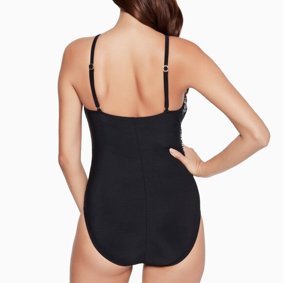 Magicsuit by Miraclesuit Jill Stroke Of Luck Swimsuit 1-PC Black & Gold Size 12 - Picture 2 of 9